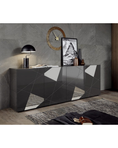 Buffet VITTORIA gris anthracite laqué 241 cm