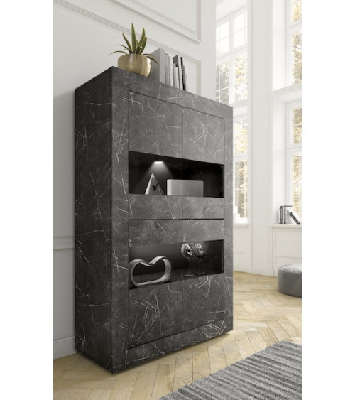 Ensemble TV BASIC marbre gris anthracite