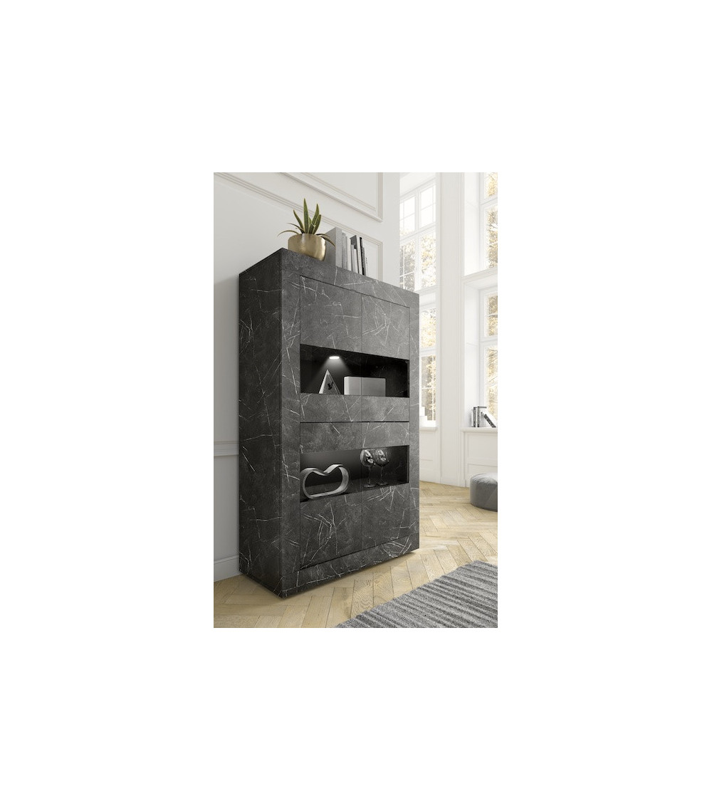 Ensemble TV BASIC marbre gris anthracite