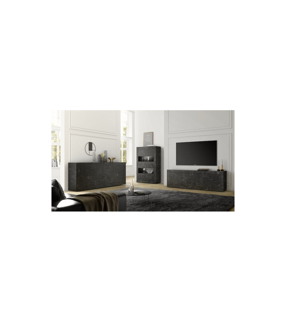 Conjunto mueble TV mármol gris antracita