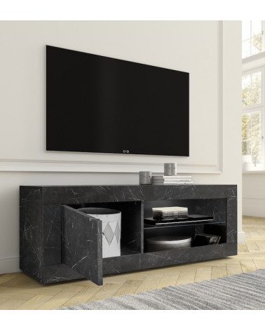 Conjunto mueble TV, vitrina y armario BASIC mármol gris antracita