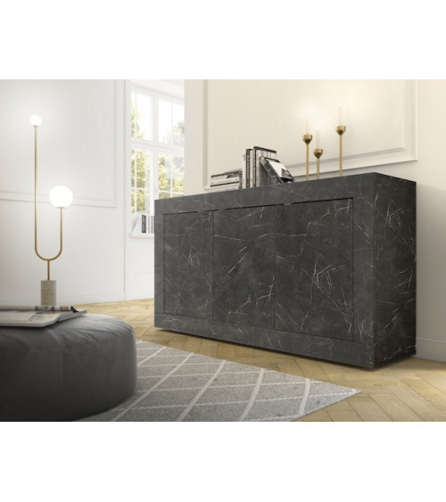 Buffet BASIC marbre gris anthracite 160 cm