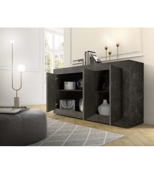 Buffet BASIC marbre gris anthracite 160 cm