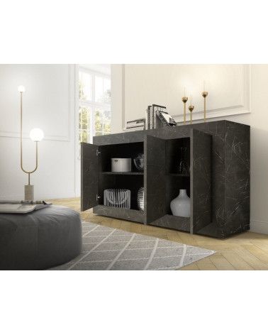 Buffet BASIC marbre gris anthracite 160 cm