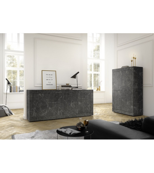 Buffet BASIC marbre gris anthracite 207 cm