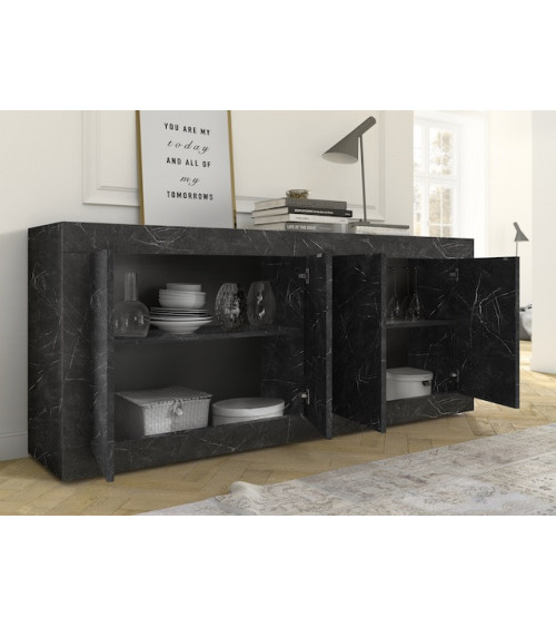 Buffet BASIC marbre gris anthracite 207 cm