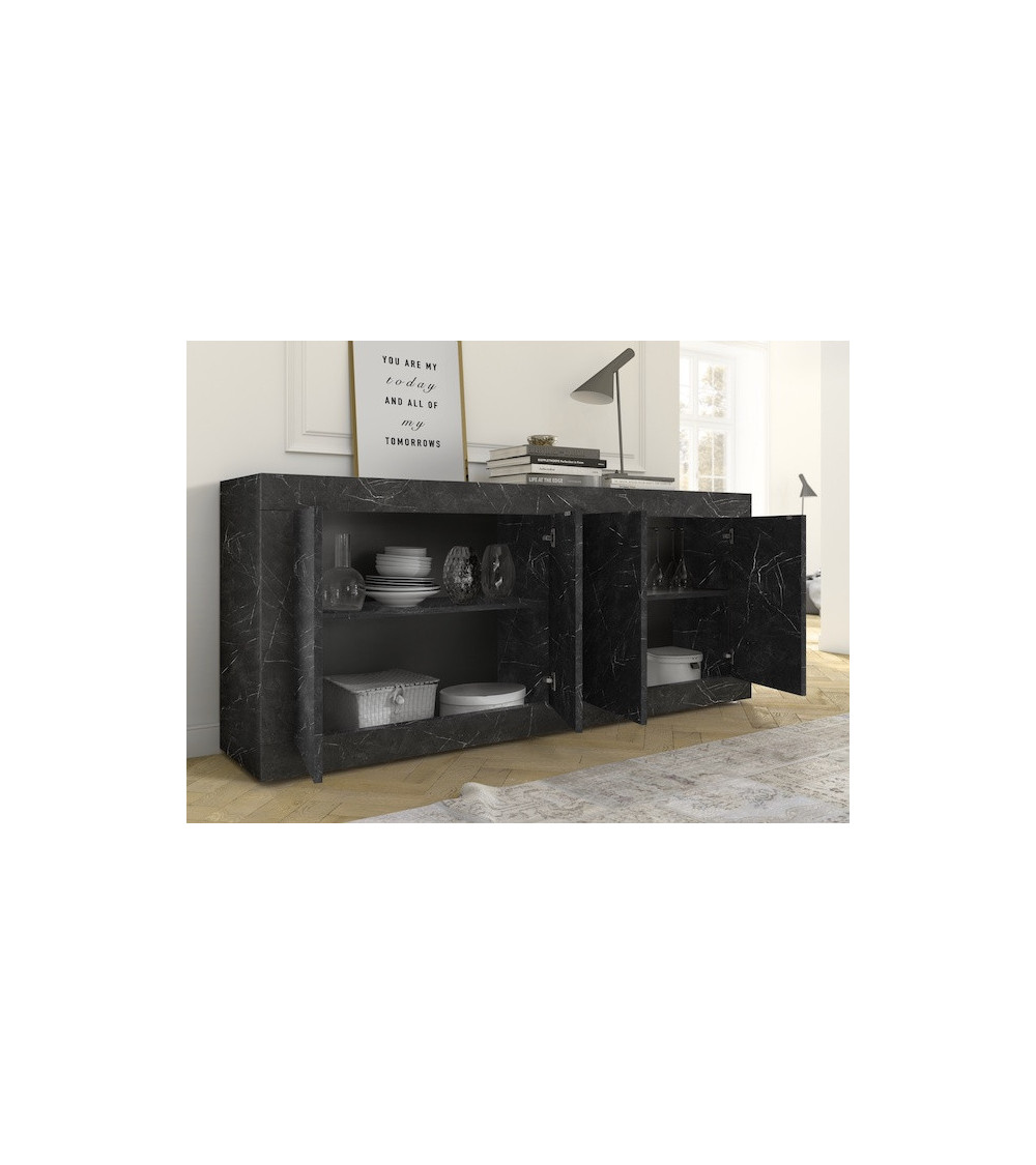 Buffet BASIC marbre gris anthracite 207 cm