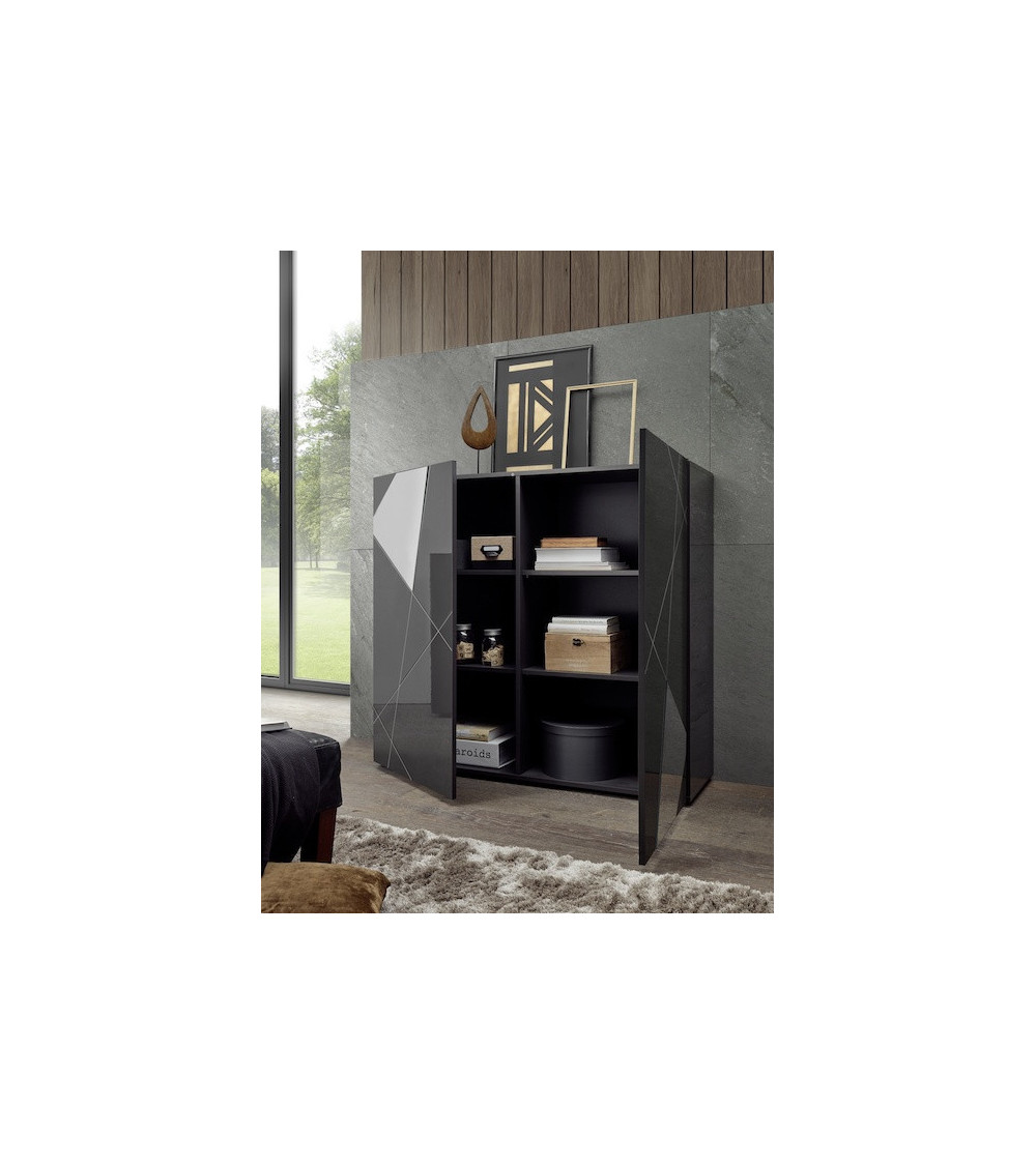 Buffet haut VITTORIA gris anthracite laqué 121x111x42 cm Buffet haut VITTORIA gris anthracite laqué 121x111x42 cm