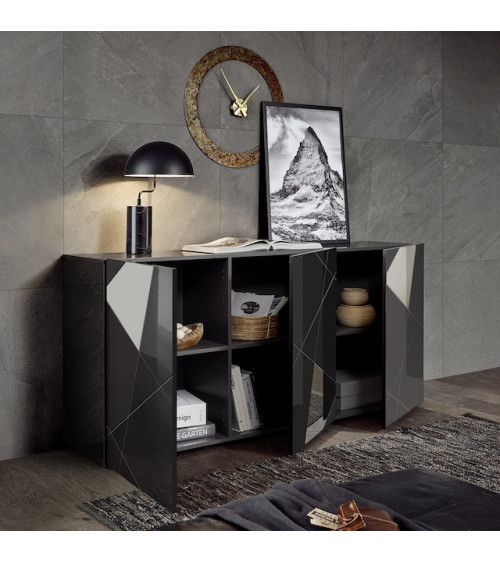 Buffet VITTORIA gris anthracite laqué 181 cm