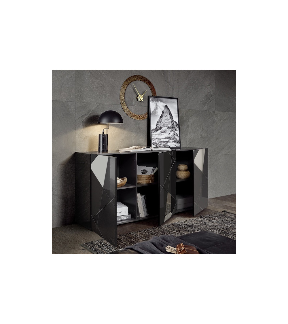 Buffet VITTORIA gris anthracite laqué 181 cm