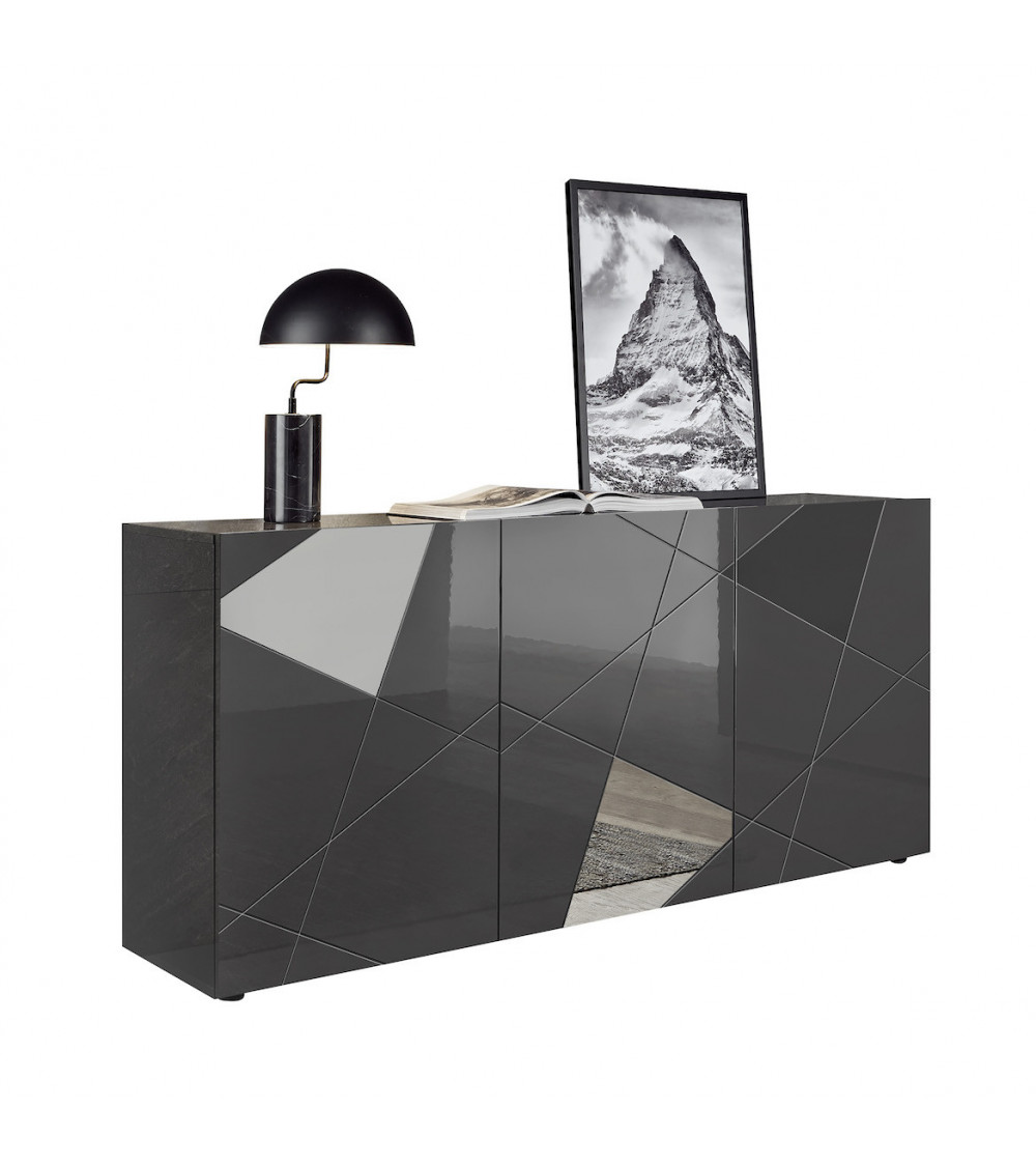 Buffet VITTORIA gris anthracite laqué 181 cm Buffet VITTORIA gris anthracite laqué 181 cm
