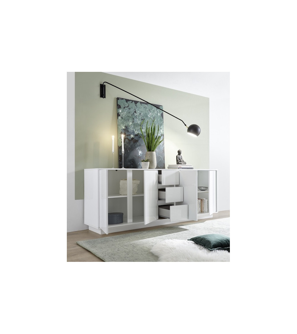 Buffet ICE blanc laqué 210 cm