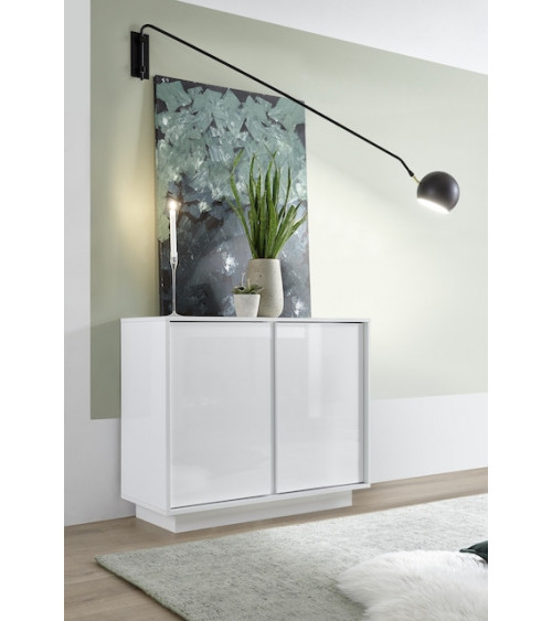 Buffet avec miroir ICE blanc laqué 92 cm