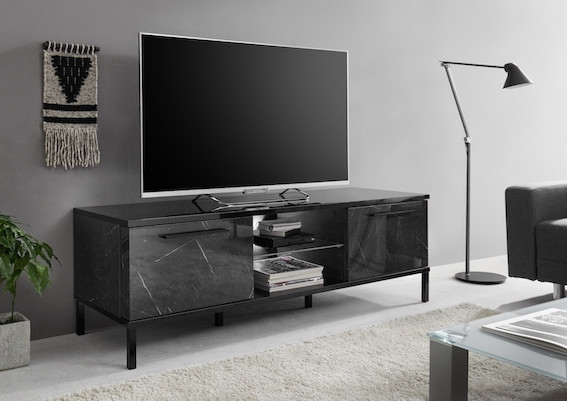 Meuble TV noir design 160 cm à LED Clost