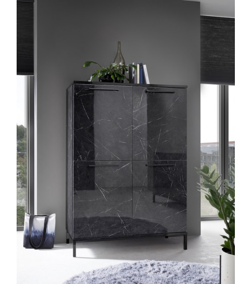 Argentier MANGO marbre noir brillant haute qualité 106x152x50cm