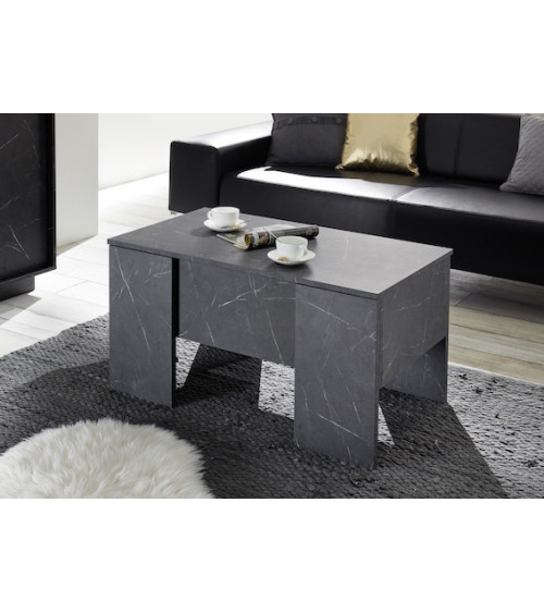 Table basse plateau relevable ZETA marbre gris antracite 92x47x50 cm