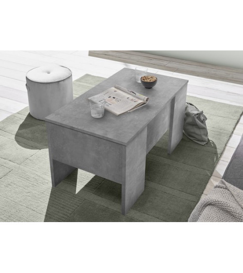 Table basse plateau relevable ZETA béton 92x47x50 cm