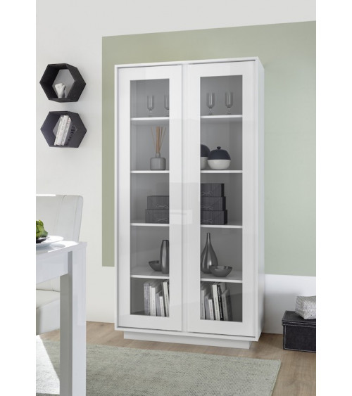 Vitrine ICE blanc laqué 92x179x43 cm