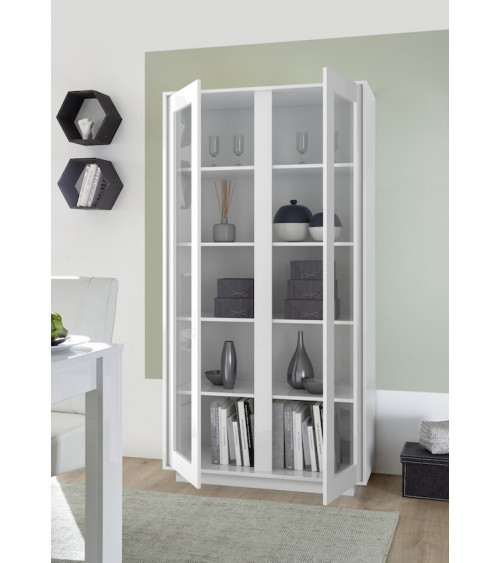 Vitrine ICE blanc laqué 92x179x43 cm