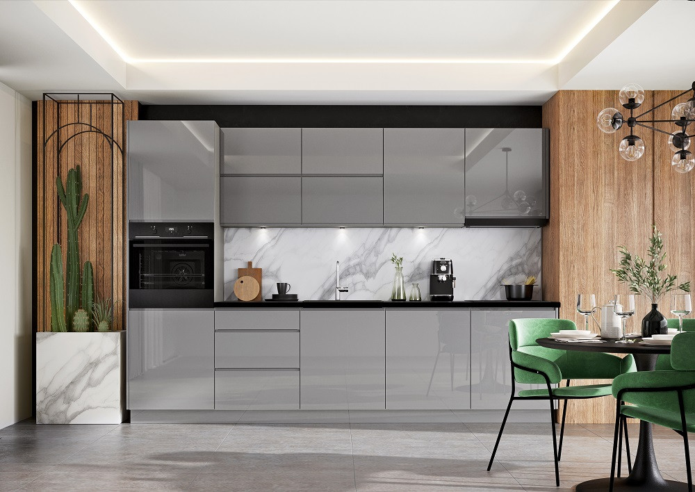 Conjunto muebles de cocina NINA PREMIUM LINE gris 300 cm