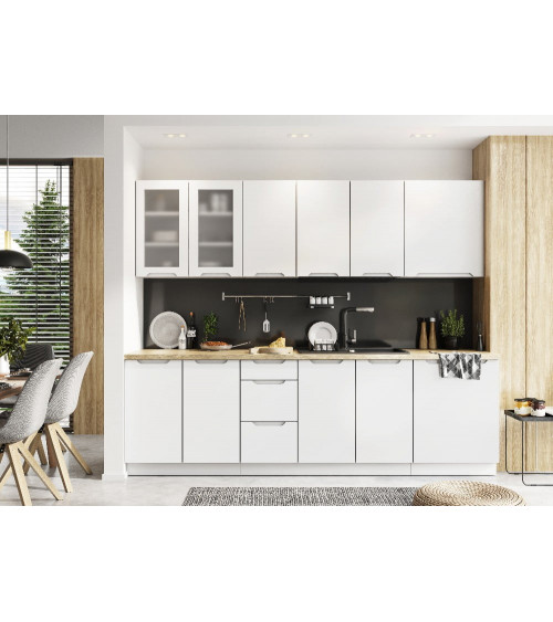Conjunto muebles de cocina LIVIA TREND LINE blanco-madera 210 cm