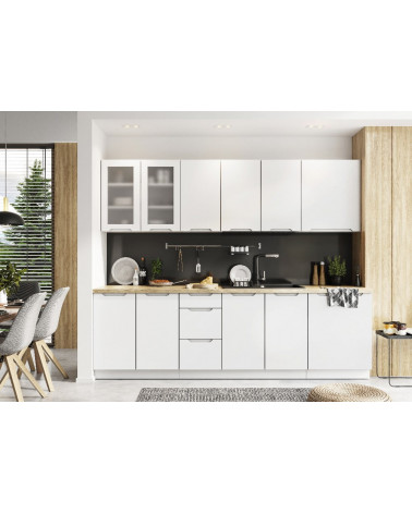 Conjunto muebles de cocina LIVIA TREND LINE blanco-madera 210 cm