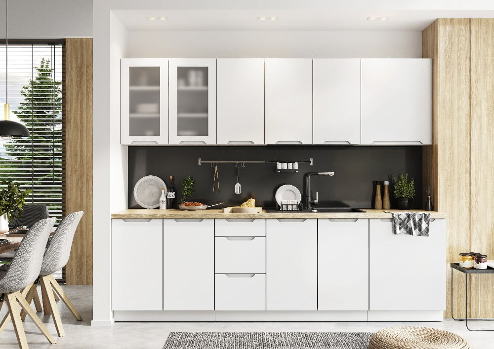 Conjunto muebles de cocina en esquina LIVIA TREND LINE blanco lacado