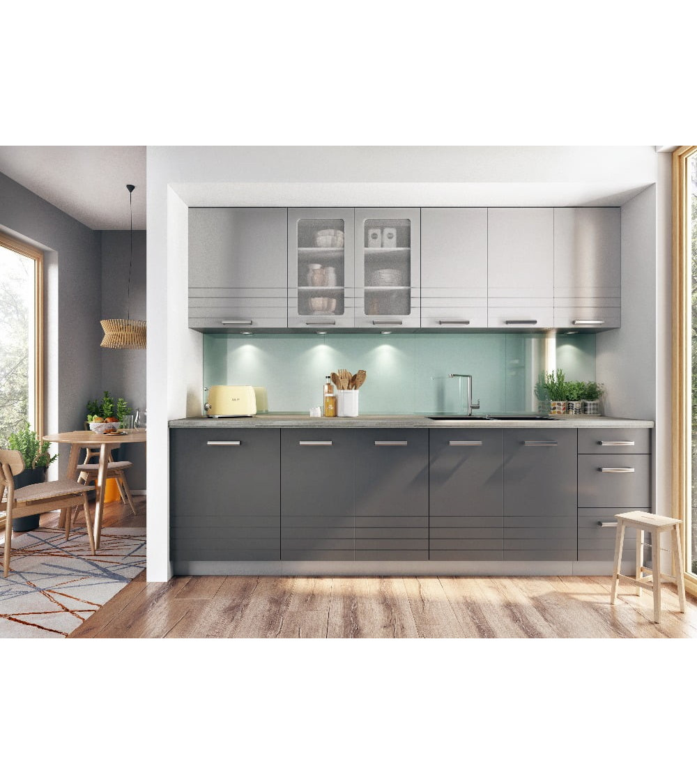 Ensemble Cuisine PAULA CLASSIC LINE gris mat 210 cm Ensemble Cuisine PAULA CLASSIC LINE gris mat 210 cm