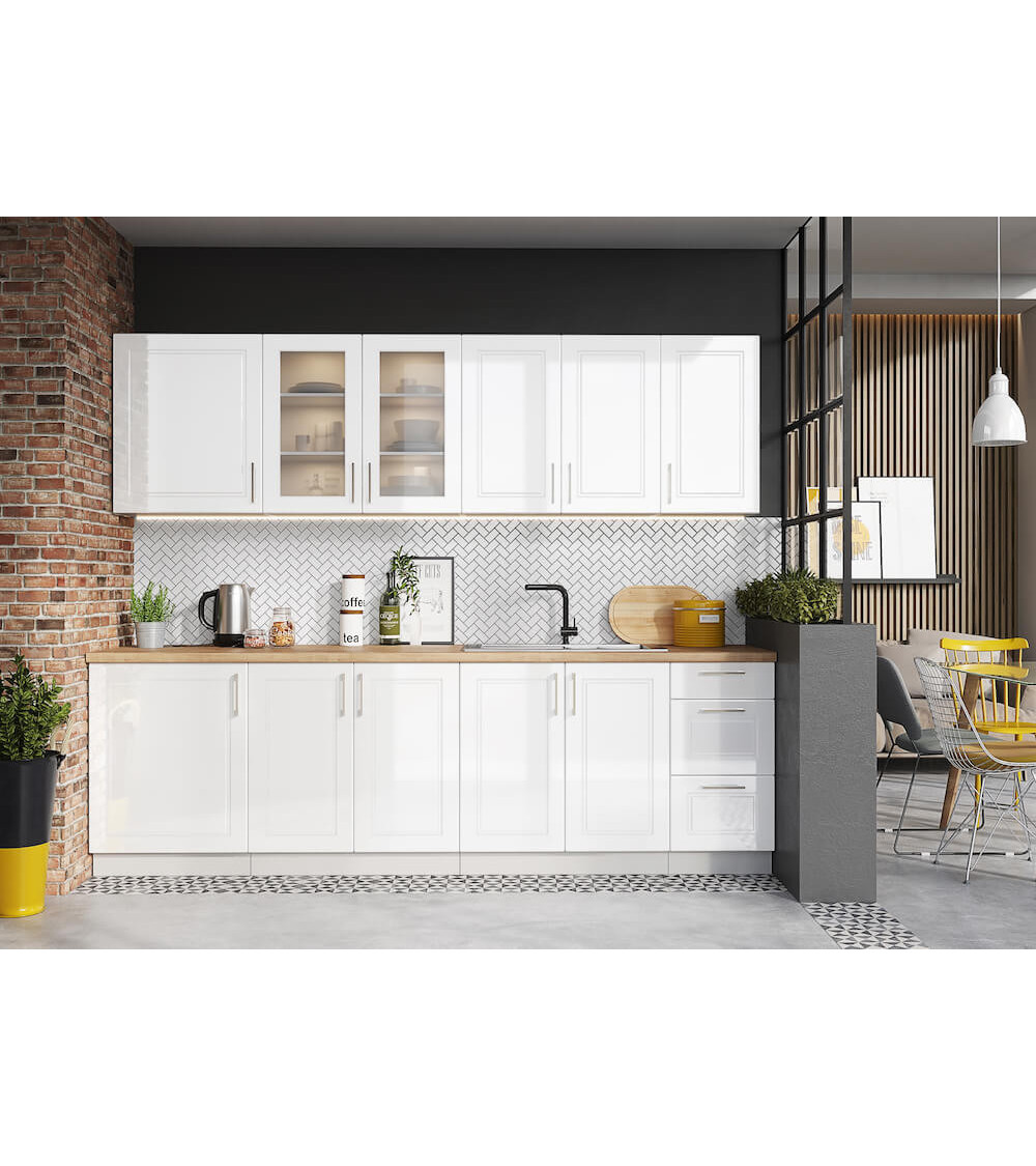 Ensemble Cuisine NATALIA CLASSIC LINE blanc brillant 210 cm