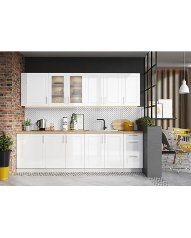 Conjunto muebles de cocina NATALIA CLASSIC LINE blanco brillante 210 cm