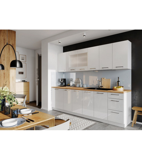 Conjunto muebles de cocina VITA CLASSIC LINE blanco brillante 210 cm