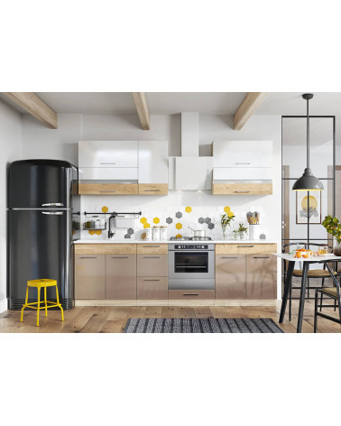Conjunto muebles de cocina MOCCA CLASSIC LINE blanco-taiga-roble 260 cm