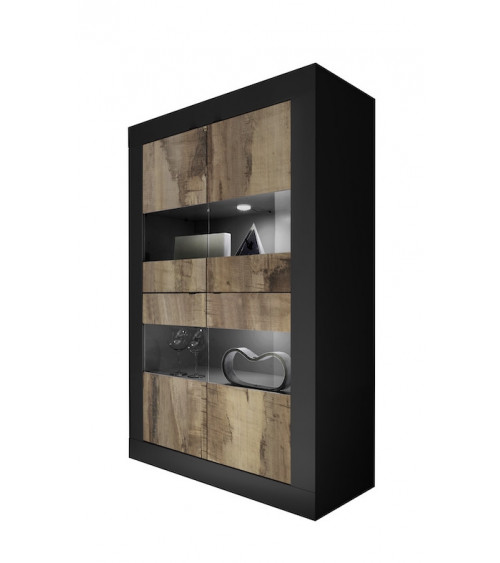 Vitrine BASIC noir mat/pero 102 x 162 x 43 cm