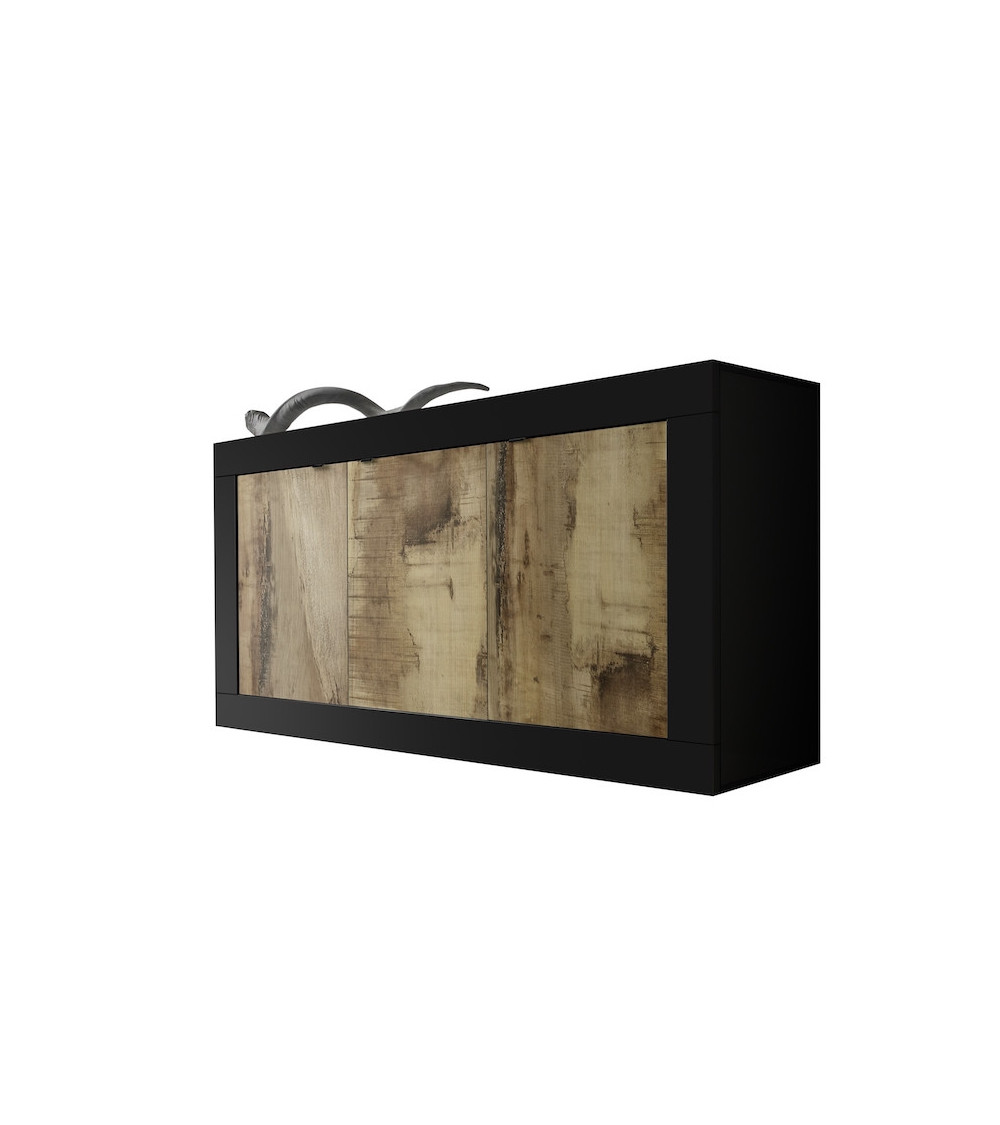 Aparador BASIC 2 puertas 3 cajones negro mate/pero 210 cm