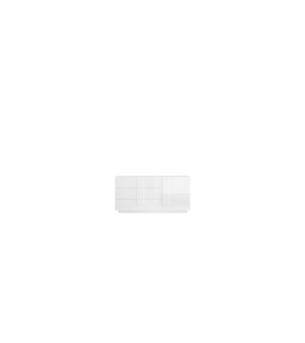 Buffet 1 porte et 3 tiroirs JUPITER blanc laqué brillant 182 cm