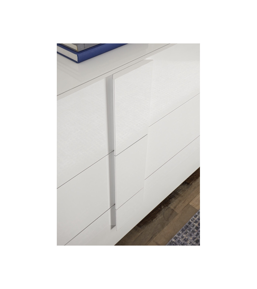 Buffet 1 porte et 3 tiroirs JUPITER blanc laqué brillant 182 cm