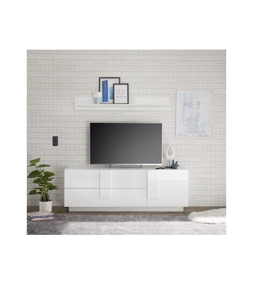 Meuble Tv 1 porte 2 tiroirs JUPITER bois mercure 182 cm