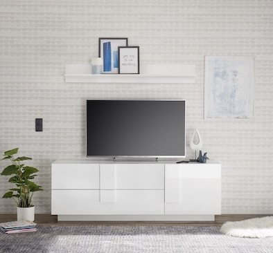 Mueble TV Aparador para TV Mueble de televisión alto brillo blanco