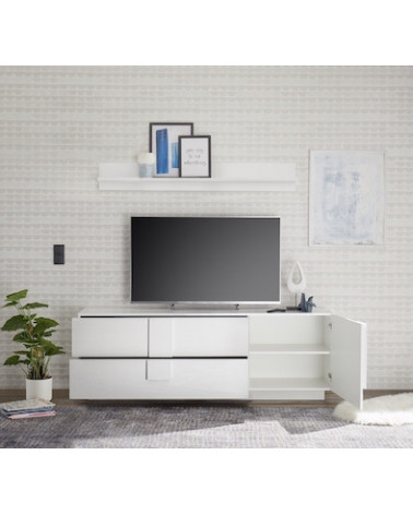 Meuble Tv 1 porte 2 tiroirs JUPITER bois mercure 182 cm