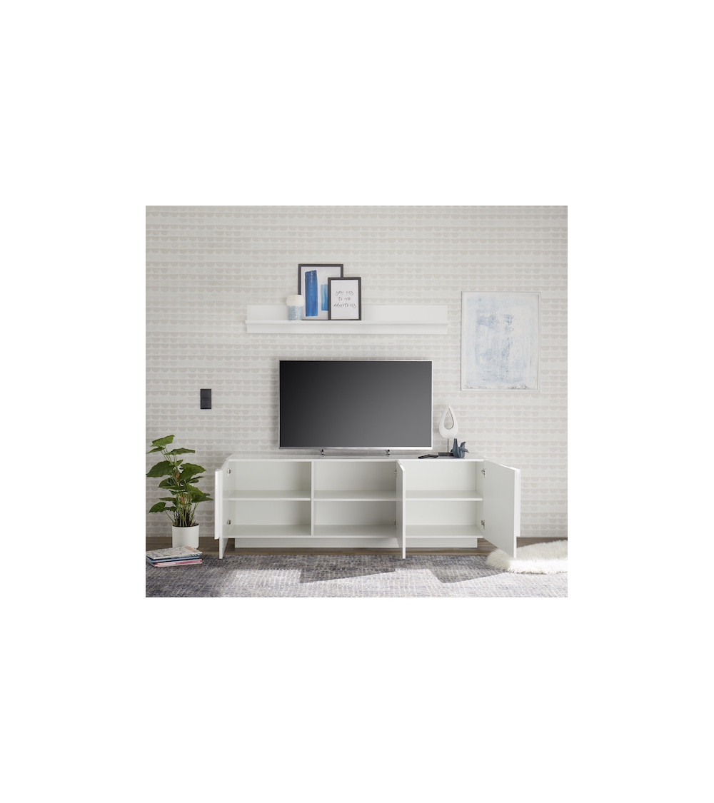 Meuble TV 3 portes JUPITER blanc laqué brillant 182 cm Meuble TV 3 portes JUPITER blanc laqué brillant 182 cm