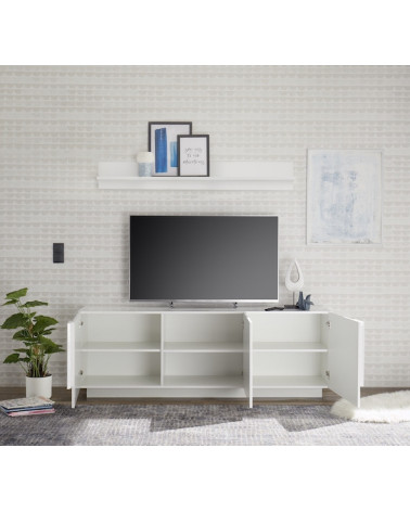 Mueble TV de 3 puertas JUPITER blanco lacado brillante 182 cm