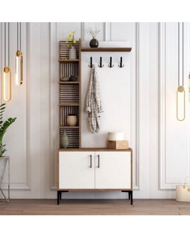 Mueble de entrada VIYANA D 90x200 cm nogal-blanco
