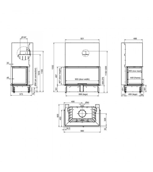 Insert de cheminée 100 CM EVO U LD 8-14kW