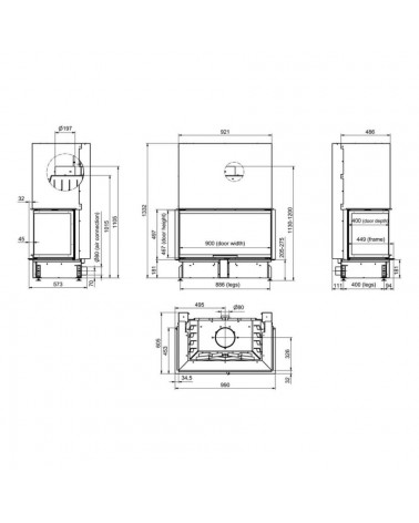 Insert de cheminée 100 CM EVO U LD 8-14kW