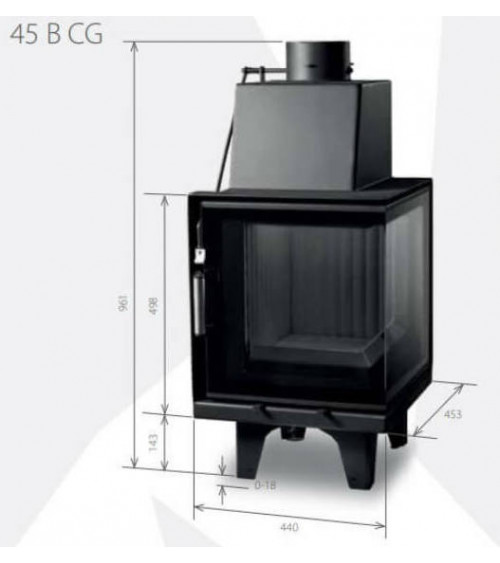 Inserto para chimenea 45 B CG d150 44 CM 4-6kW