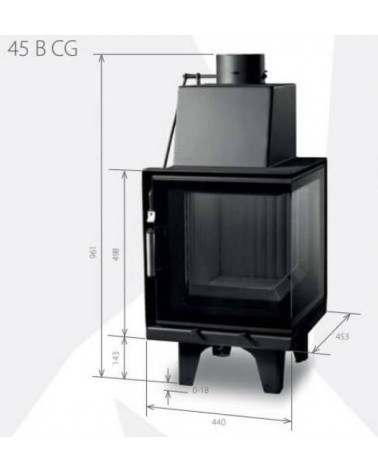 Insert de cheminée 45 B CG d150 44 CM 4-6kW