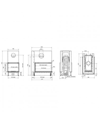 Inserto para chimenea 100 EVO V LD d200 110 CM 8-14kW PREMIUM