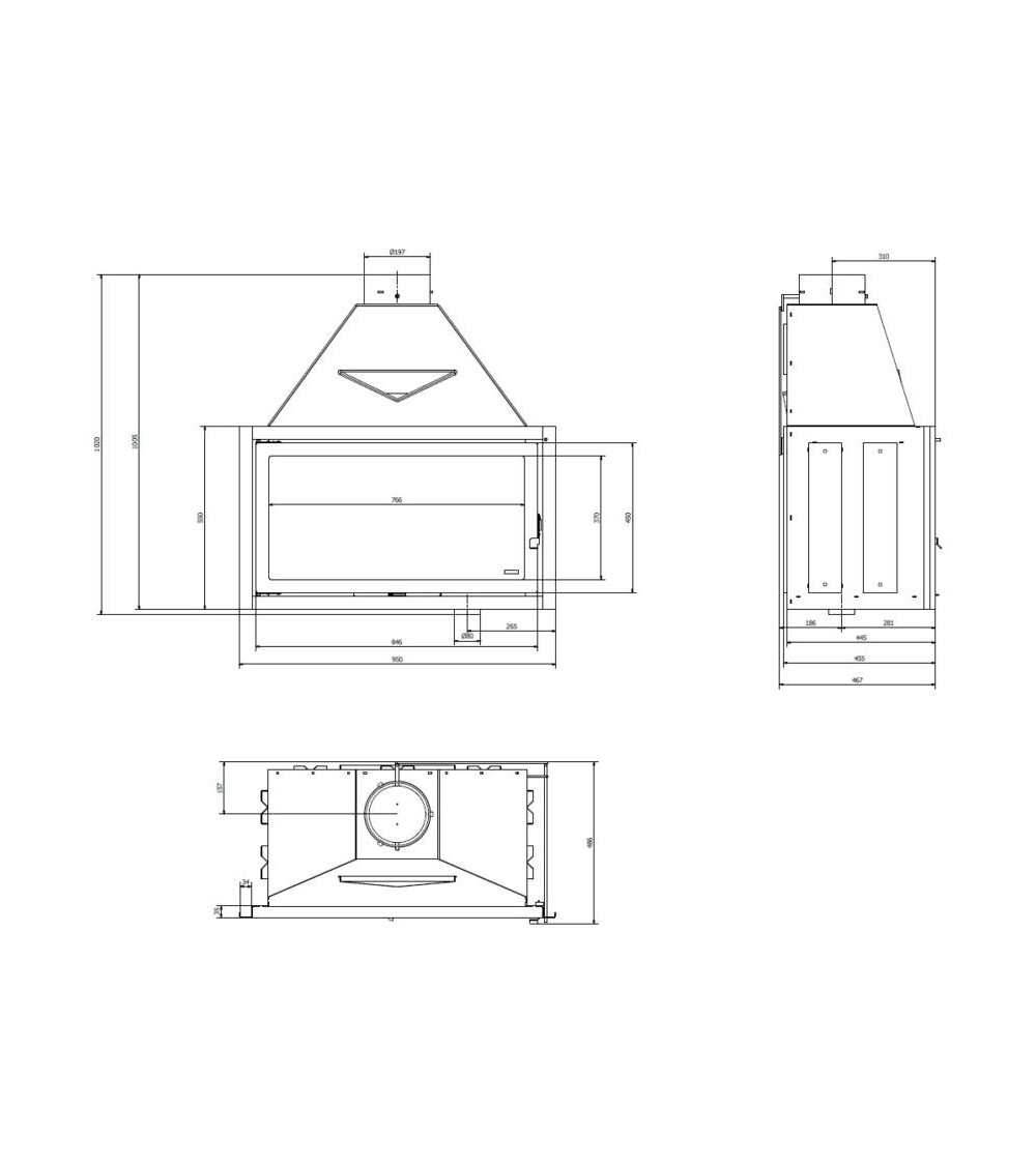 Insert de cheminée 95 CM Classic d200 9-15kW