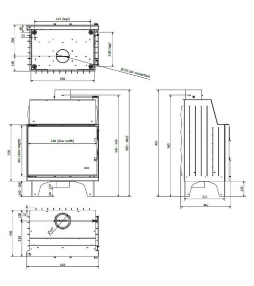 Insert de cheminée 68 B d150 67 CM 5-8kW