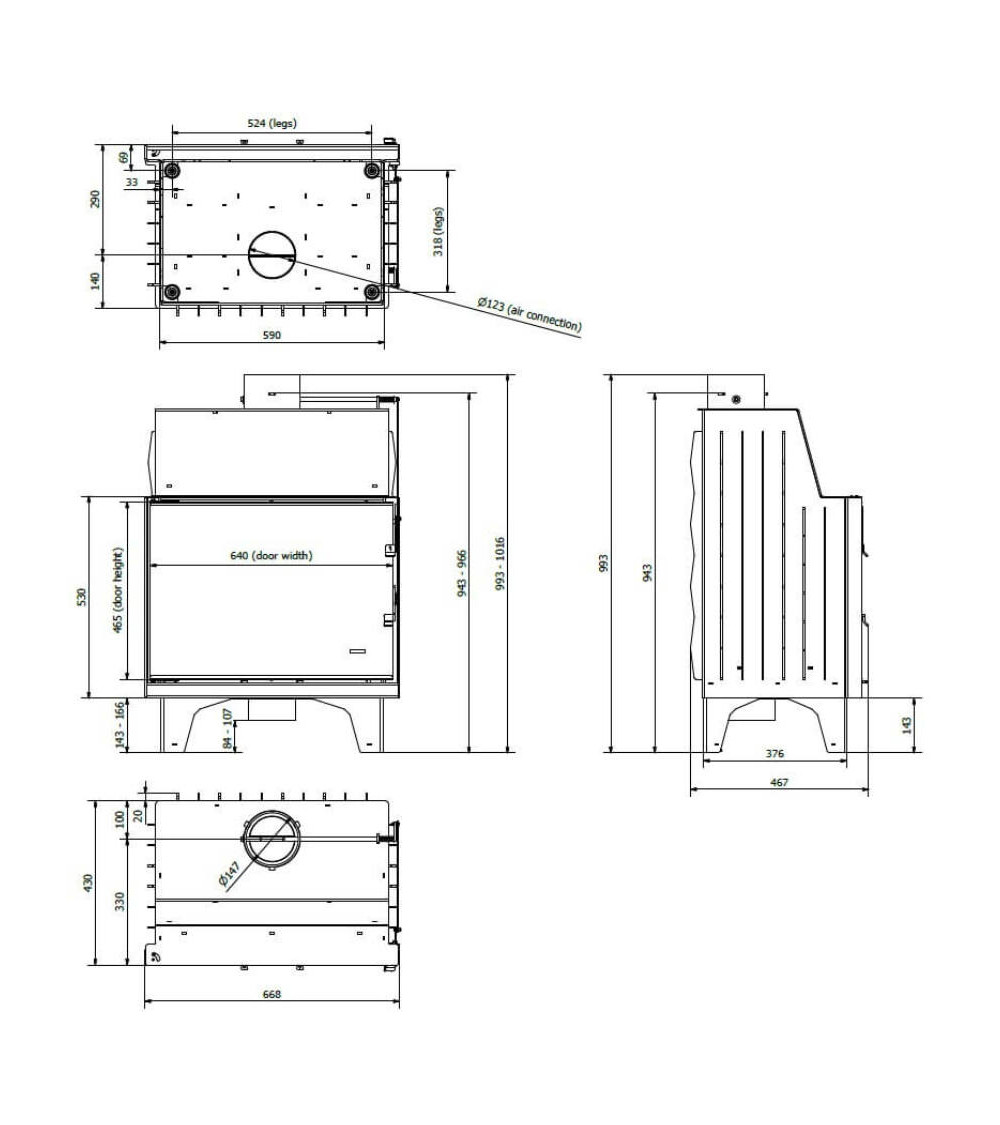 Insert de cheminée 68 B d150 67 CM 5-8kW Insert de cheminée 68 B d150 67 CM 5-8kW